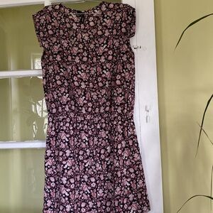 Mango, Floral MiniDress, cinched waist, size M